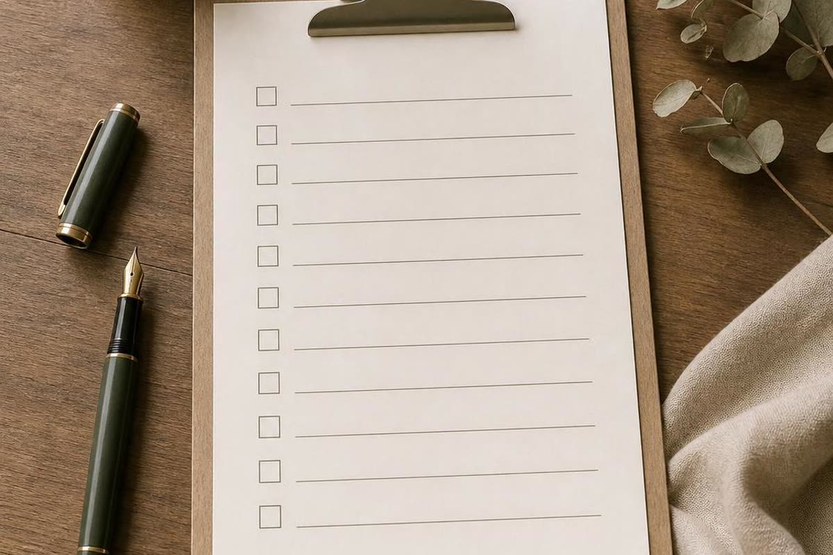 Funeral planning checklist on a desk