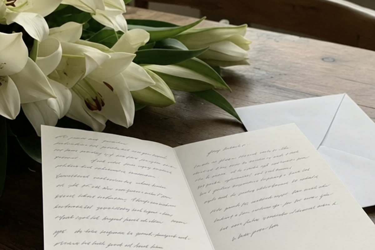 Sympathy card with lilies