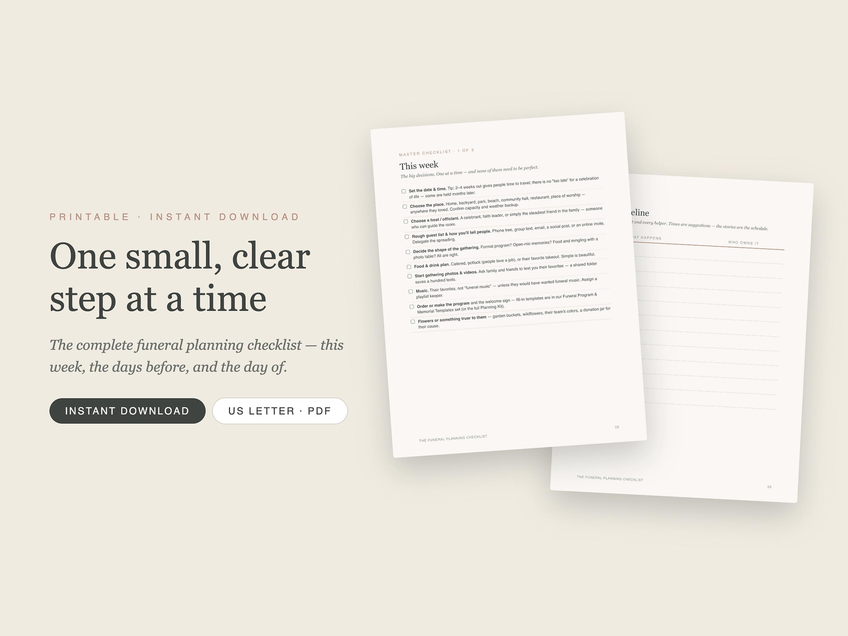Funeral Planning Checklist Printable