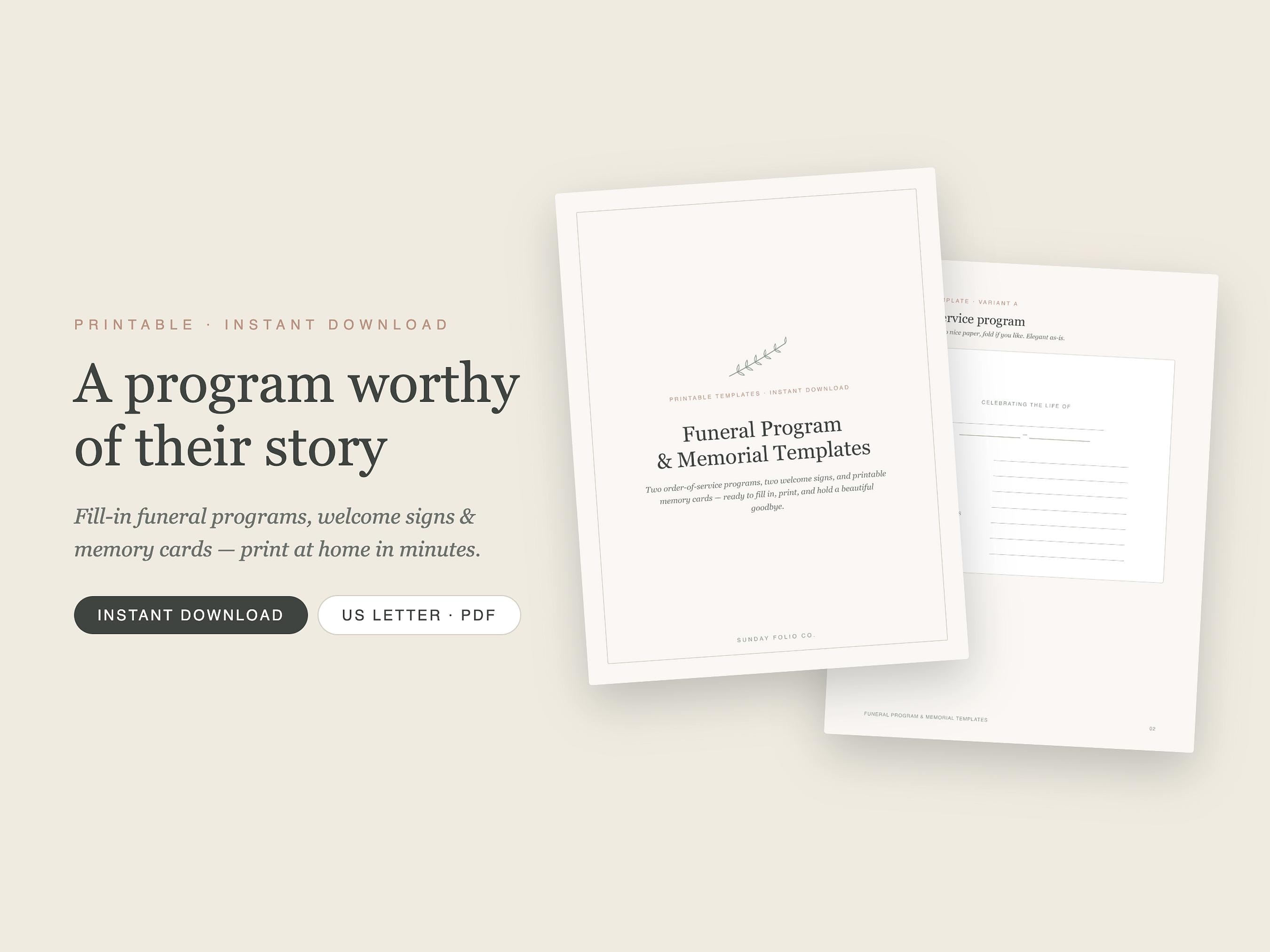 Funeral Program Template Printable