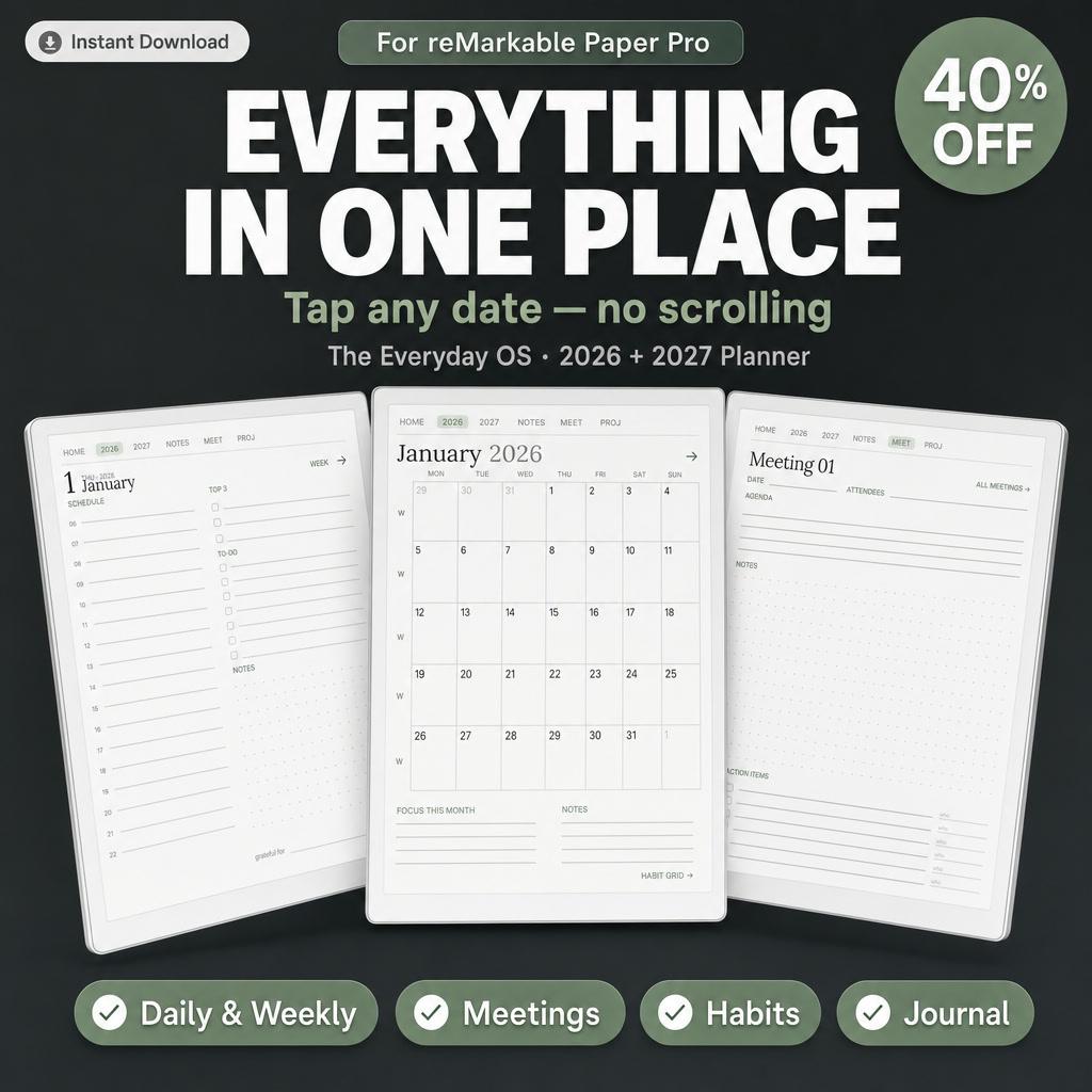 2026 2027 Digital Planner for reMarkable Paper Pro